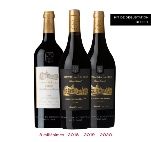 Coffret dégustation 2018, 2019 & 2020 Château des Laurets Sélection Parcellaire