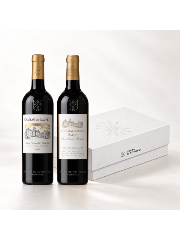 Coffret de deux bouteilles Château des Laurets